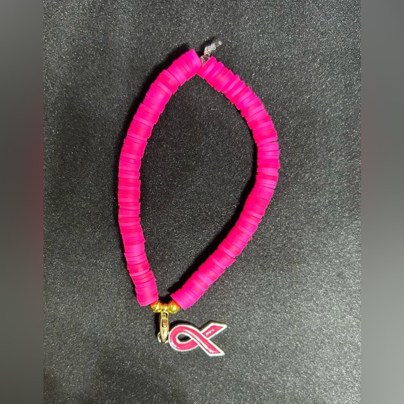 Pink Ribbon (Awareness) Heishi Charm Bracelet - Picture 5 of 6
